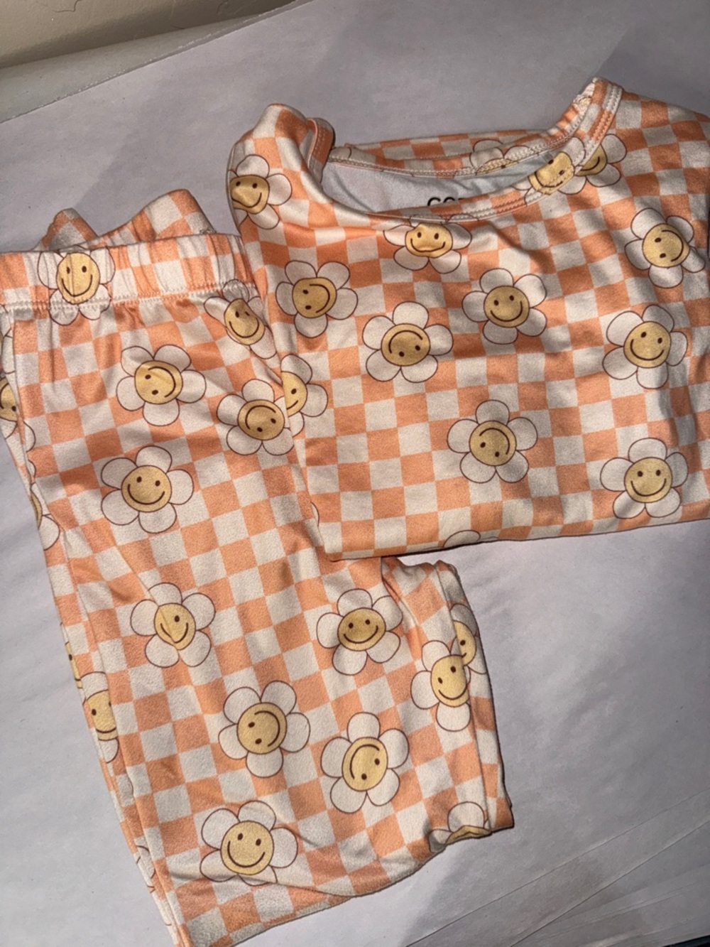 Cozys flower checker print girls pajama long sleeve pants set size 4t